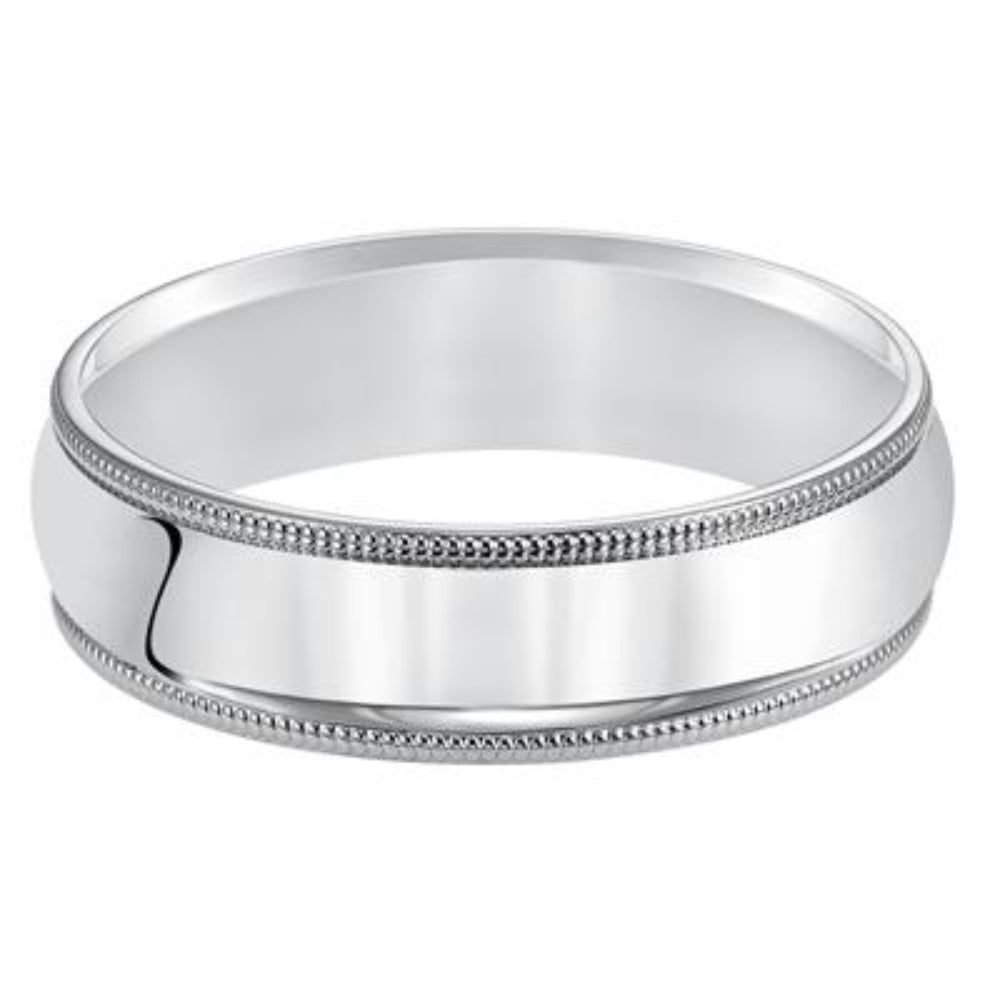 14k Gold Wedding Band with Milgrain Edge 6mm