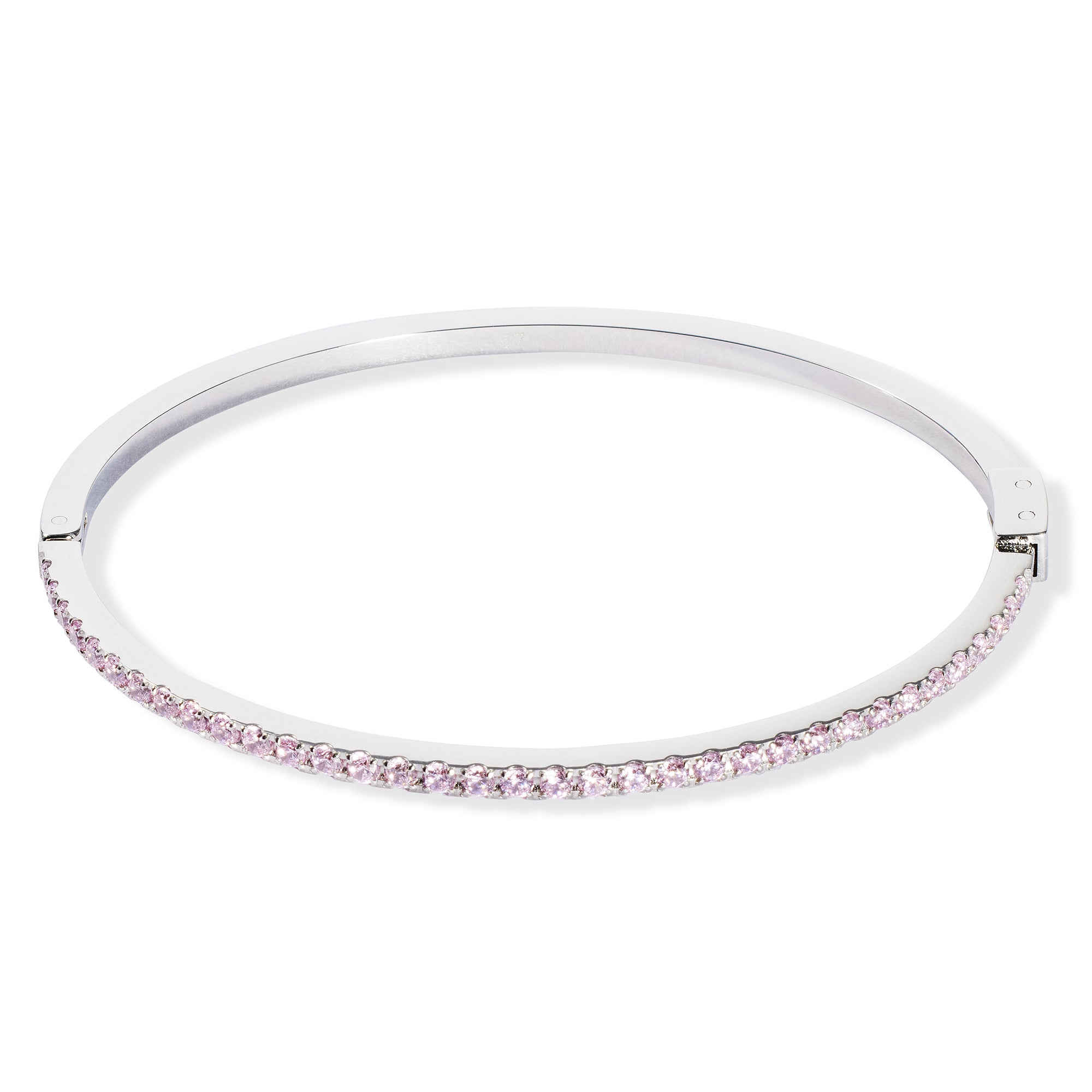 Rose Silver Zirconia Stainless Steel Bangle