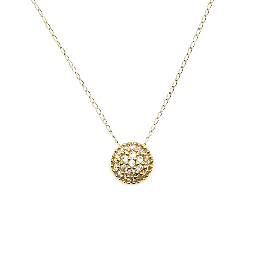 14K CZ Minimalist Circle Necklace