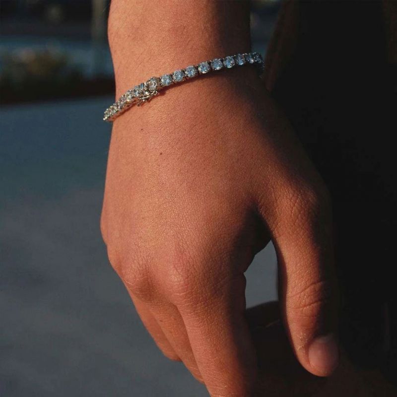 Helloice 5mm Single Row Tennis Bracelet in White Gold