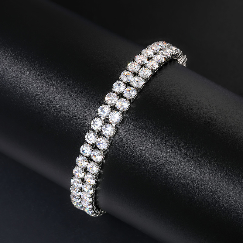 Helloice 8mm 18K White Gold Finish Double Row Tennis Bracelet