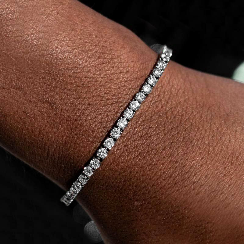 Helloice 3mm Single Row Tennis Bracelet in White Gold