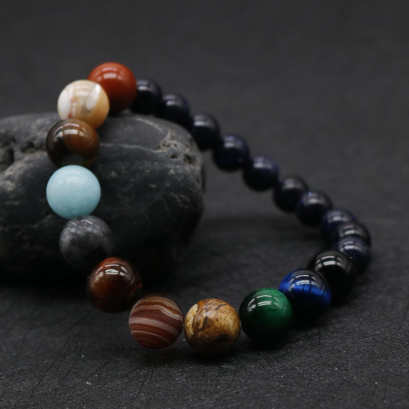 Helloice Fashion Natural Stone Universe Planets Bead Bracelets