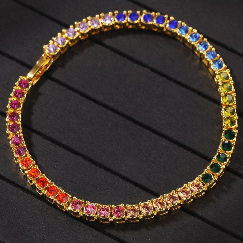 Helloice 4mm 8" Multi-color Single Row Tennis Bracelet