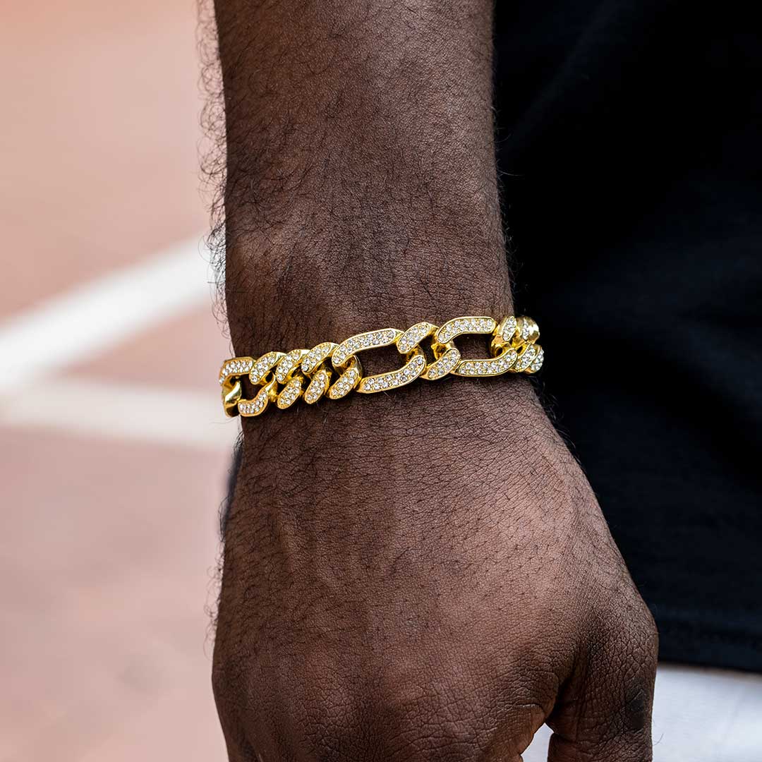 Helloice 13mm 8" Iced Figaro Bracelet