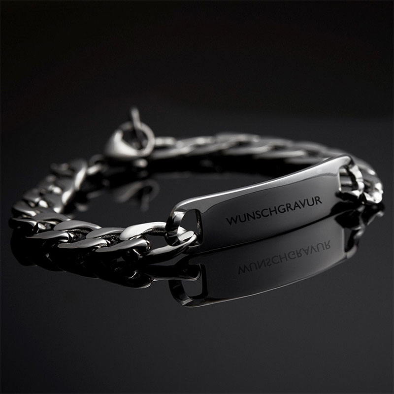 Helloice Personalized Engraved Cuban ID Bracelet for Men