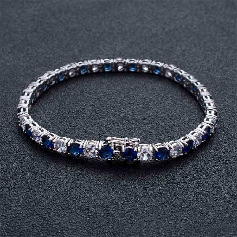 Helloice 5mm White & Sapphire Single Row Tennis Bracelet in White Gold