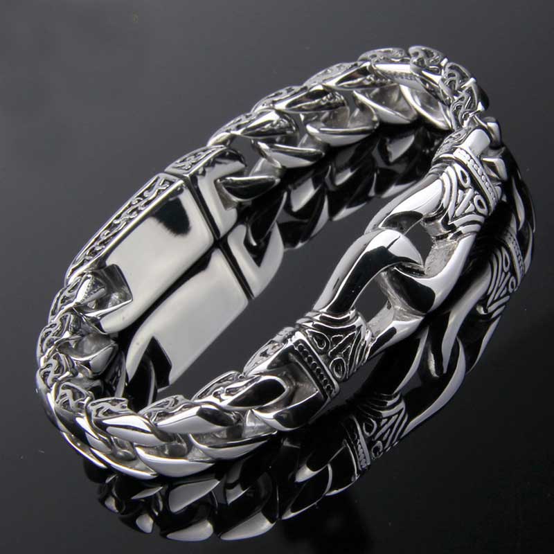 Helloice Vintage Totem Stainless Steel Cuban Bracelet