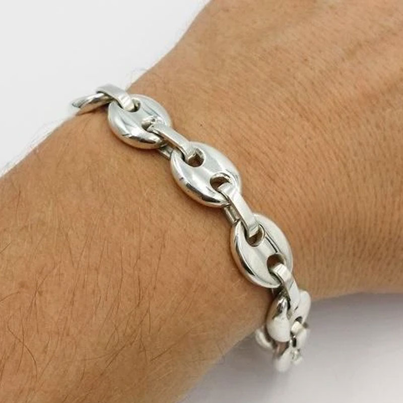 Helloice 7mm 8" Coffee Bean Stainless Steel Bracelet