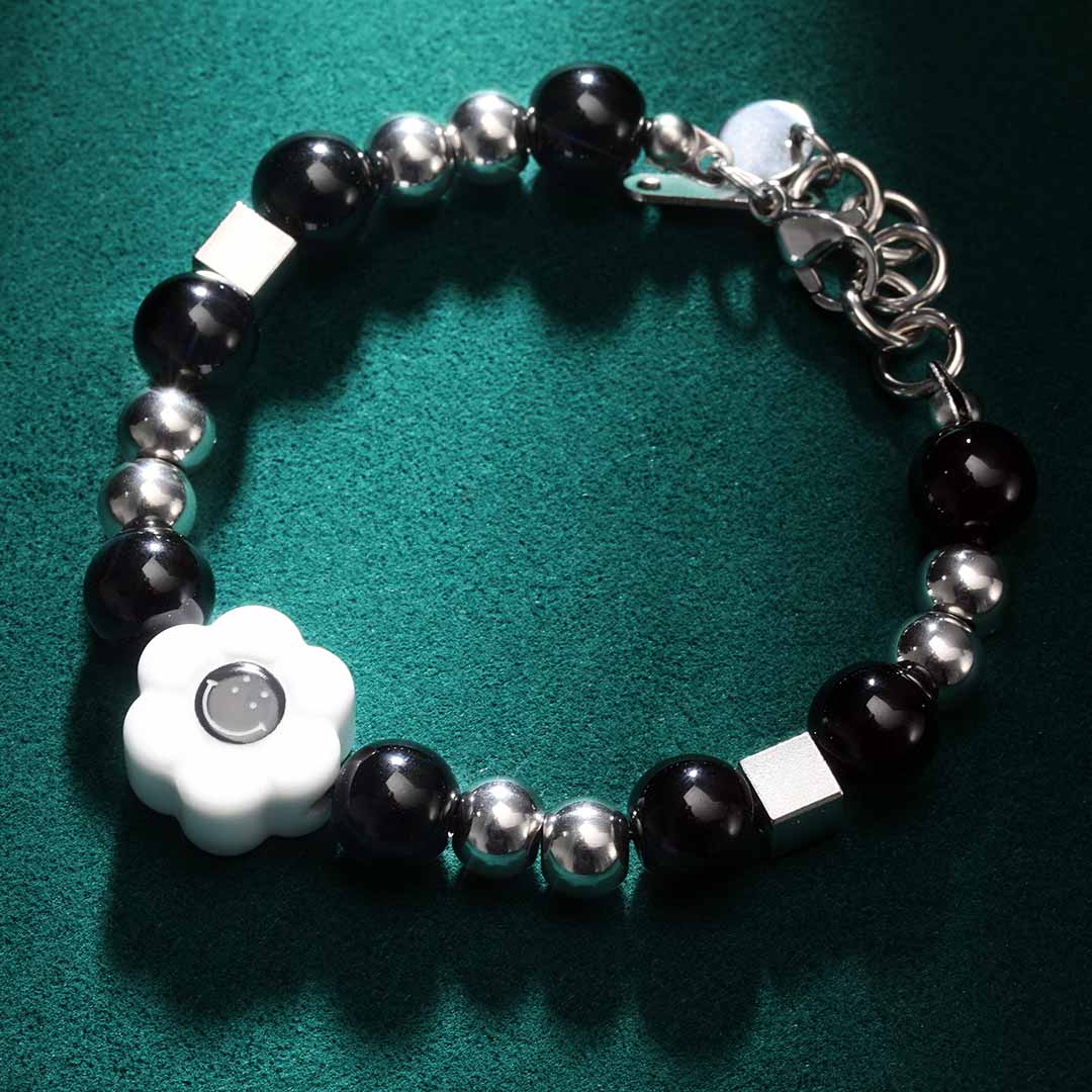 Helloice Black Smile Face Charms with Musical Note Bracelet