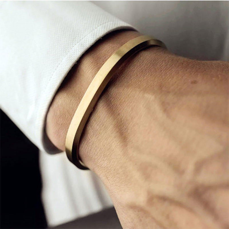 Helloice Simple and Stylish 6mm Stainless Steel Open Bracelet
