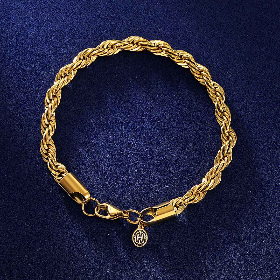 Helloice 6mm Rope Bracelet in Gold