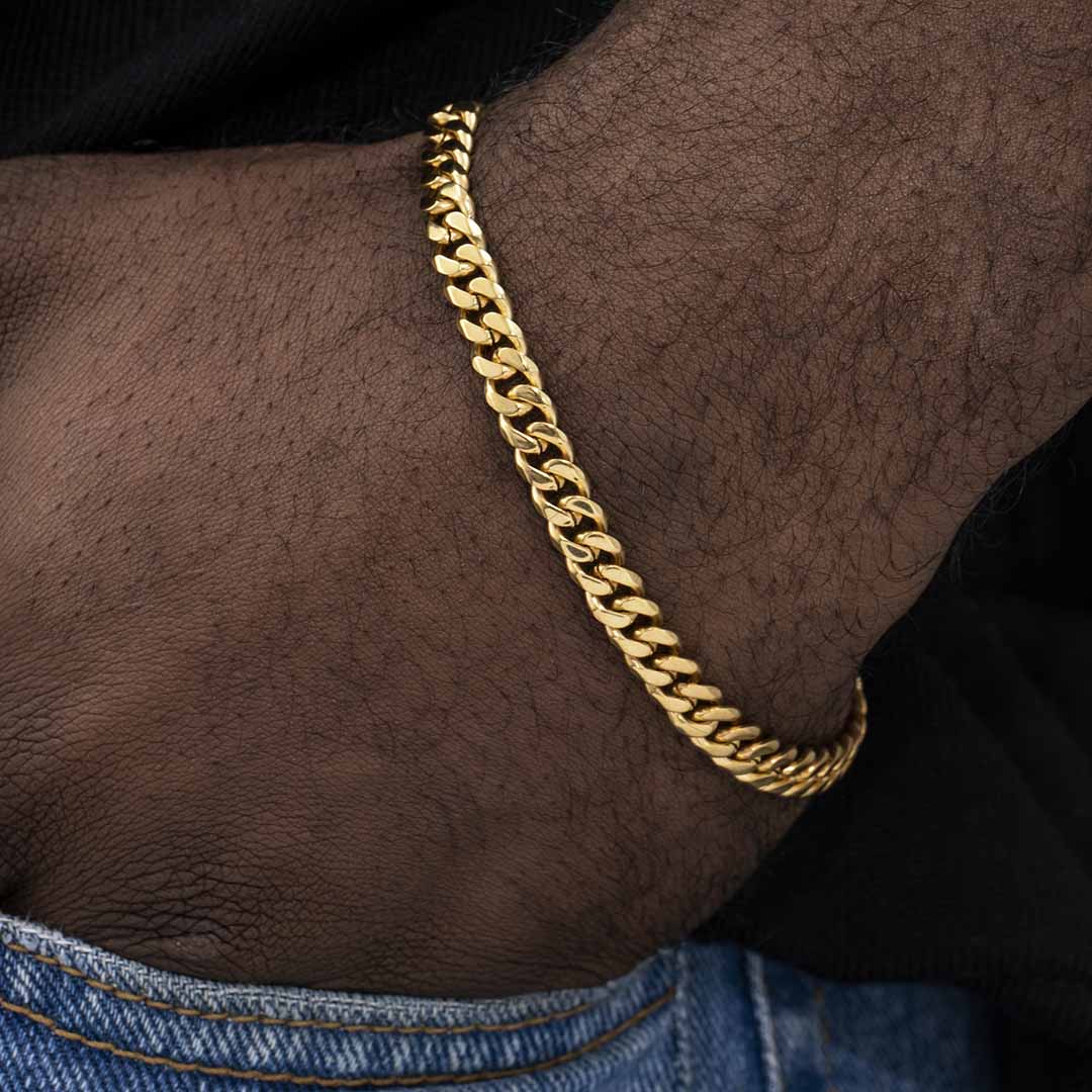 Helloice 6mm Diamond-Cut Cuban Bracelet in Gold