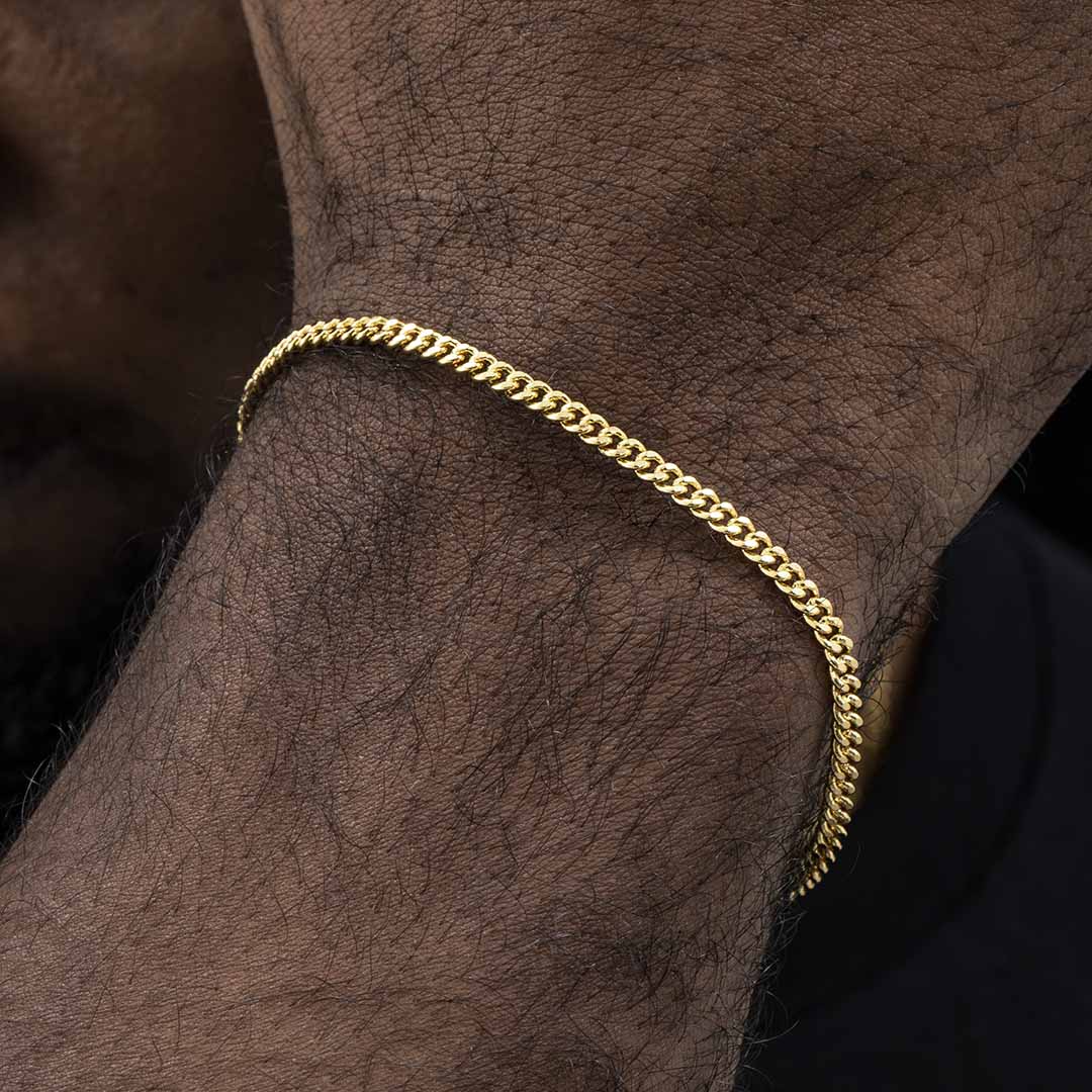 Helloice 2.5mm Diamond-Cut Cuban Bracelet in Gold