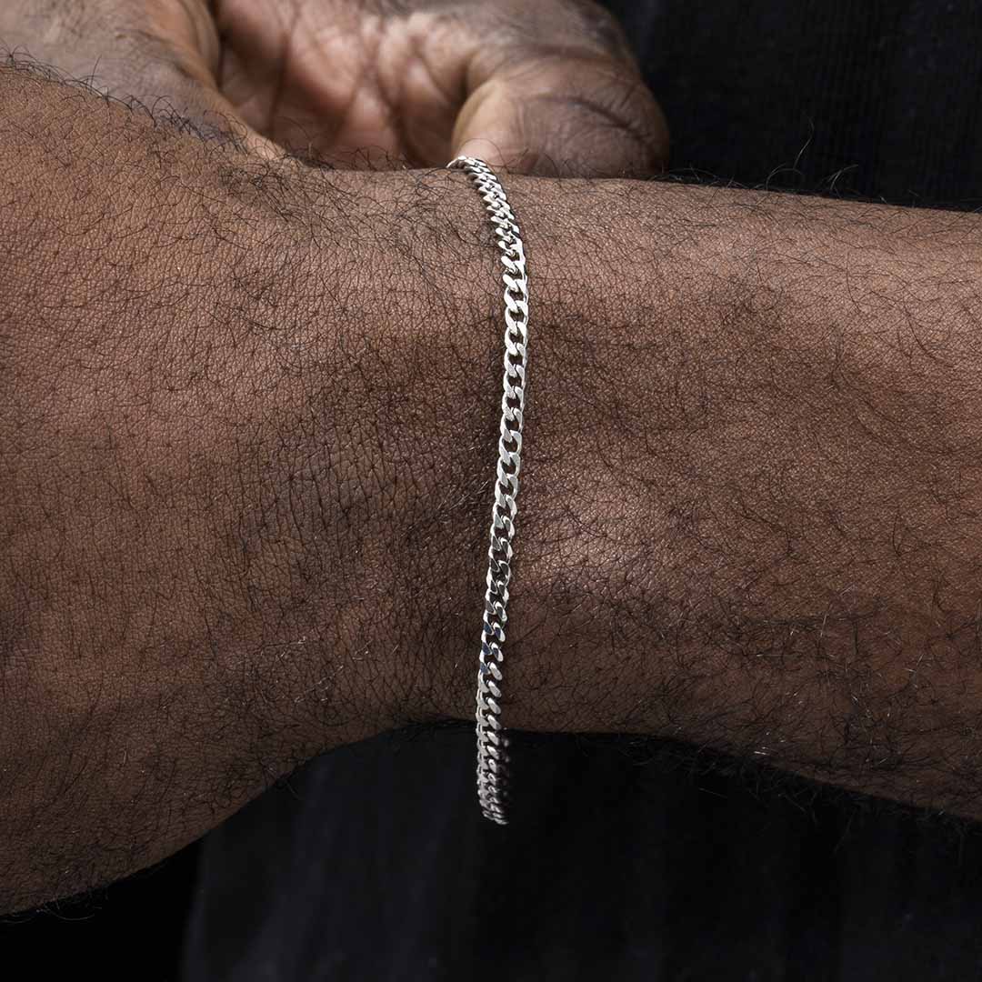 Helloice 2.5mm Diamond-Cut Stainless Steel Cuban Bracelet