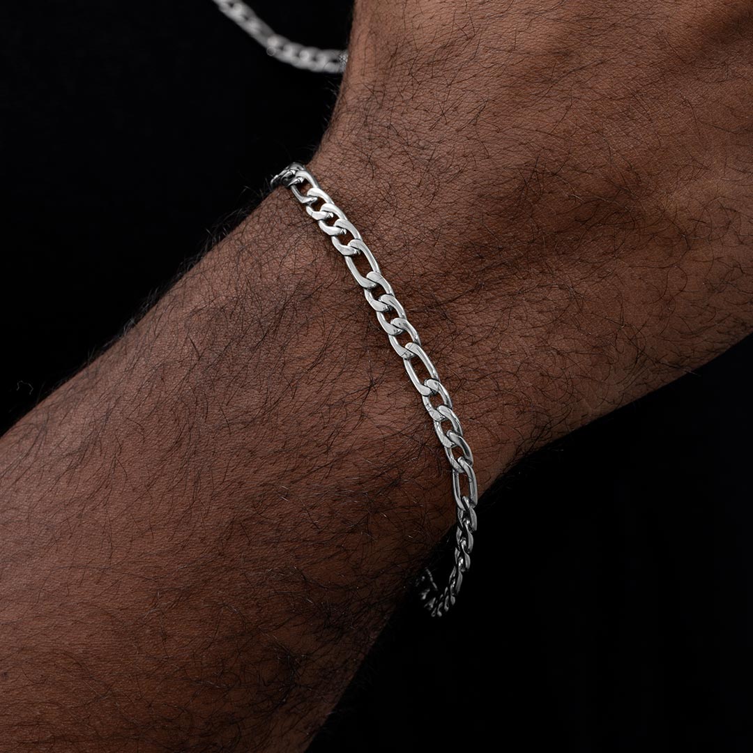 Helloice 4mm Figaro Stainless Steel Bracelet