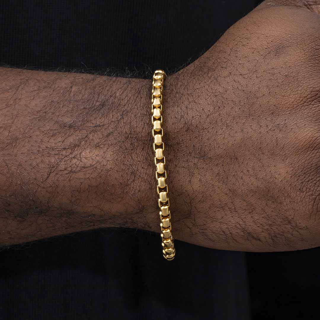 Helloice 5mm Round Box Bracelet in Gold