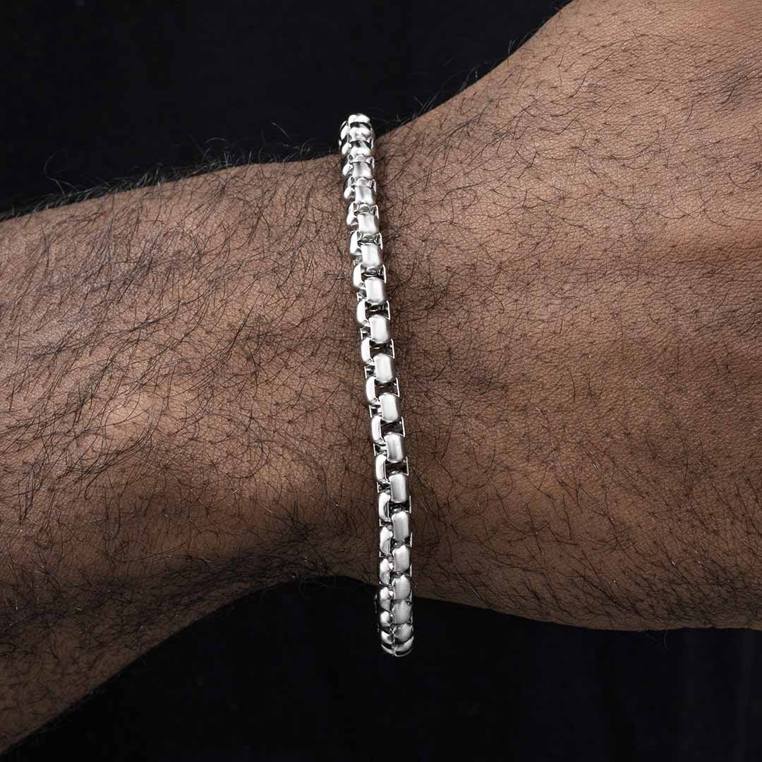 Helloice 5mm Round Box Stainless Steel Bracelet