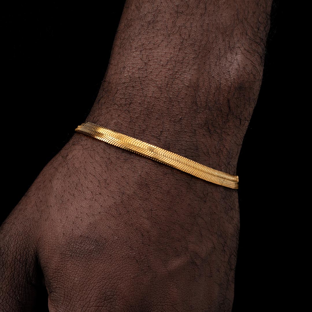 Helloice 6mm Herringbone Bracelet in Gold