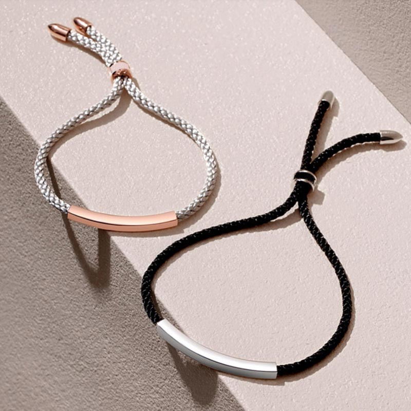 Helloice 2Pcs Couple Engraving Braided Adjustable Bracelet