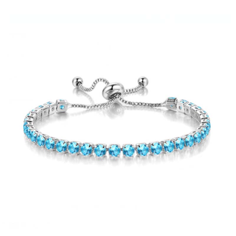 Helloice 4mm Light Blue Stones Tennis Chain Bracelet