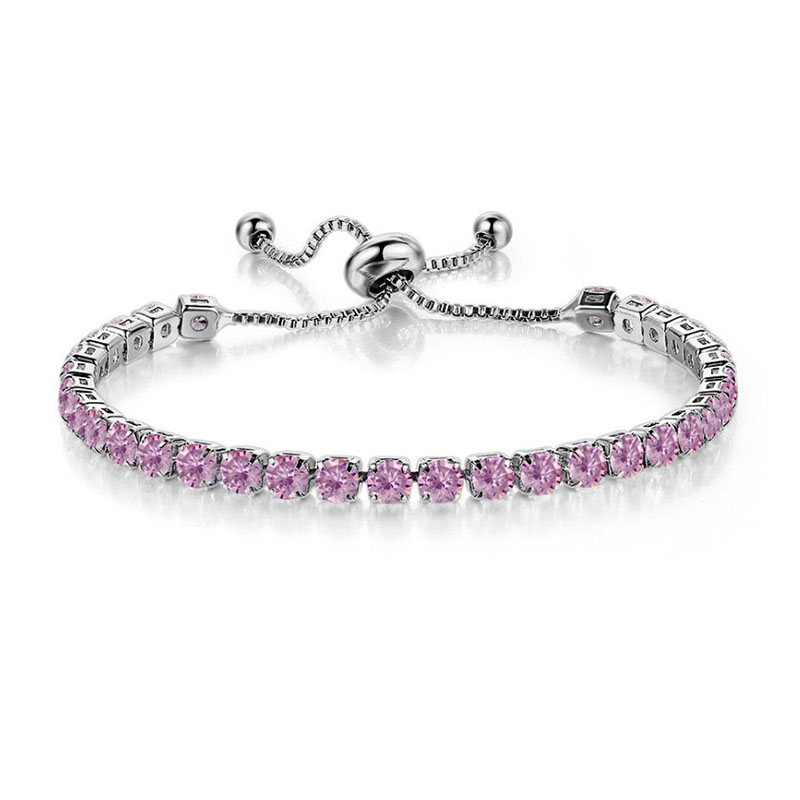Helloice 4mm Pink Stones Tennis Bracelet