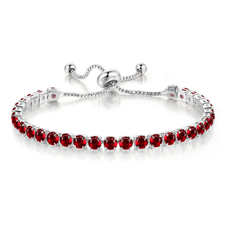 Helloice 4mm Red Stones Tennis Bracelet