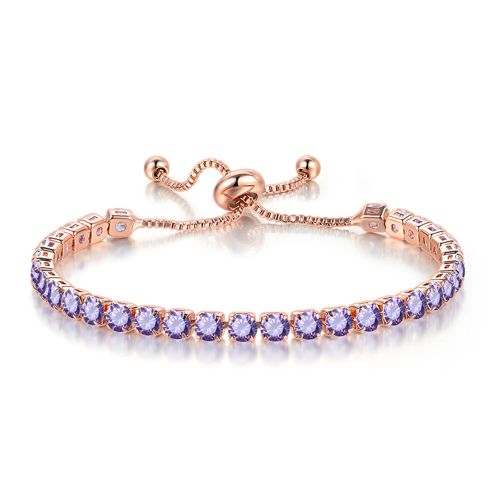 Helloice 4mm Purple Stones Tennis Bracelet