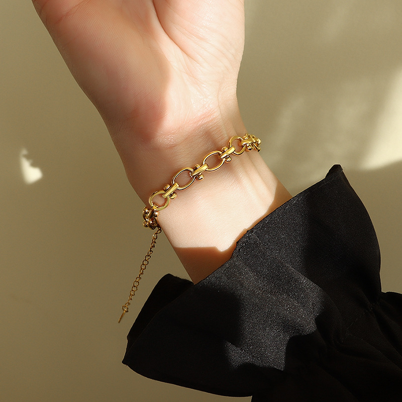 Helloice 316L Stainless Steel 7mm Oval Chain Bracelet