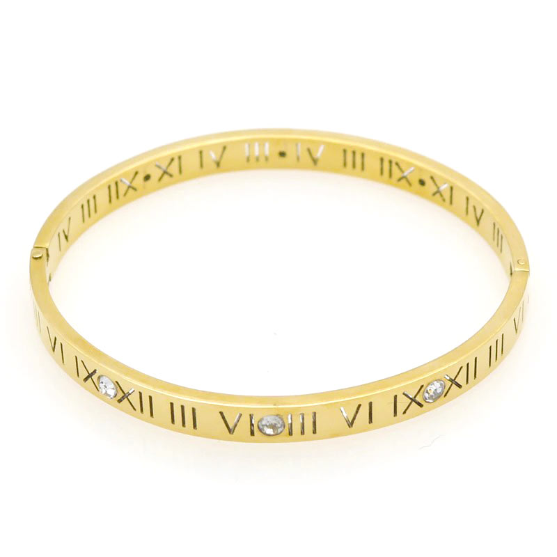 Helloice Classic 6mm 316L Stainless Steel Roman Numerals Bracelets & Bangles