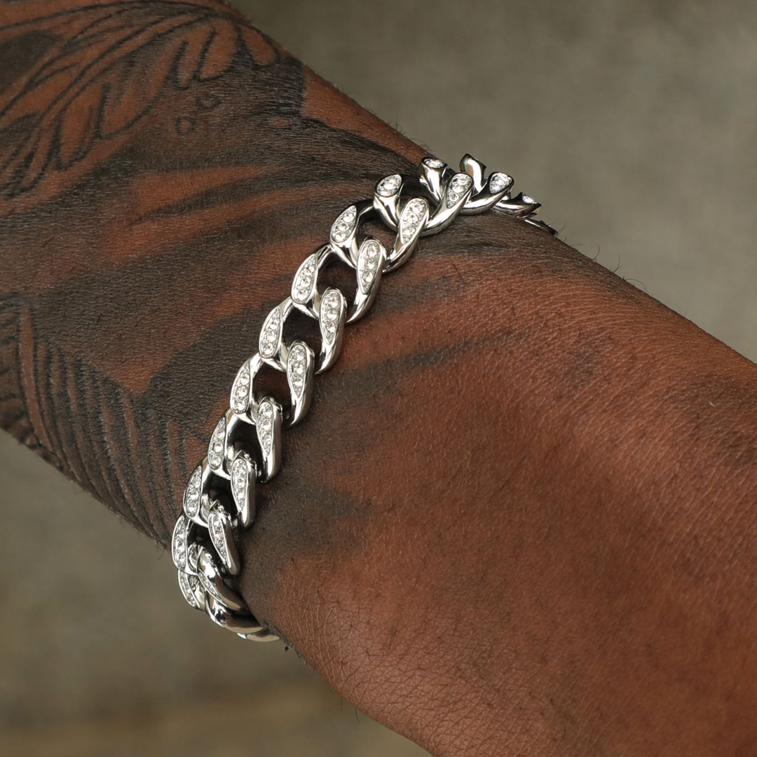 Helloice Iced 10mm Tear Drop Miami Cuban Bracelet in Silver
