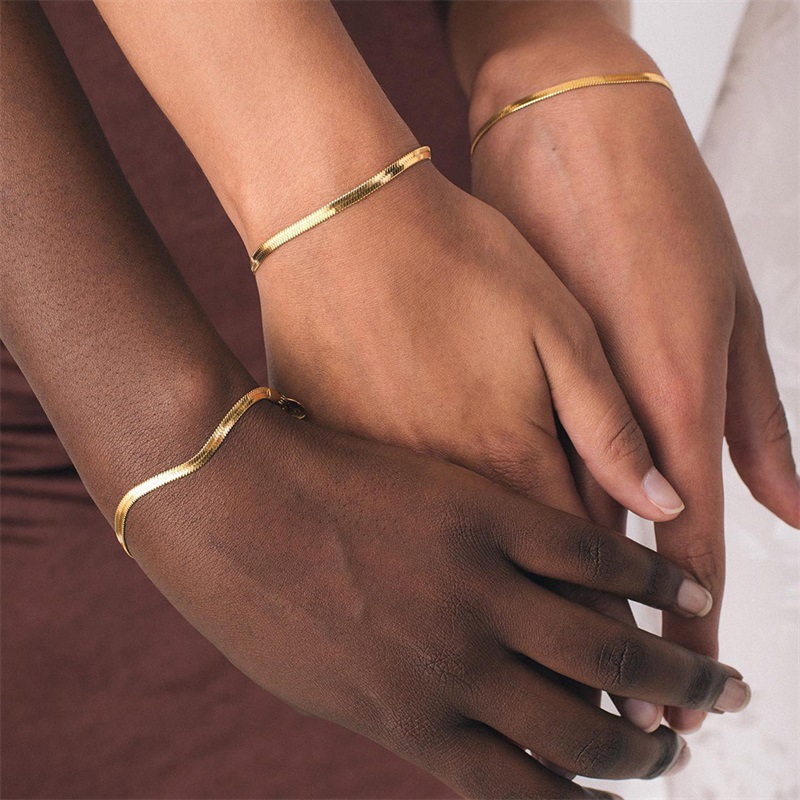 Helloice 3mm/4mm/5mm Herringbone Bracelet
