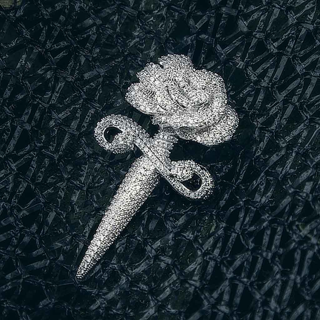 Helloice Iced Rose Knife Pendant