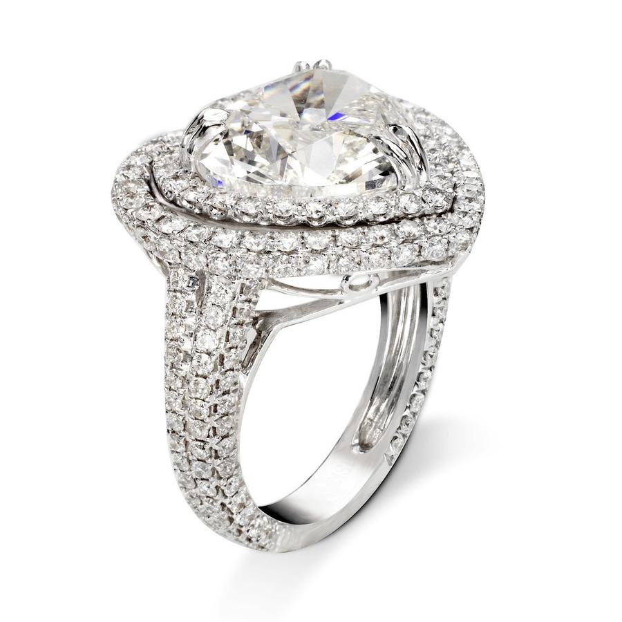 Helloice Heart Cut Halo S925 Silver Love Engagement Ring