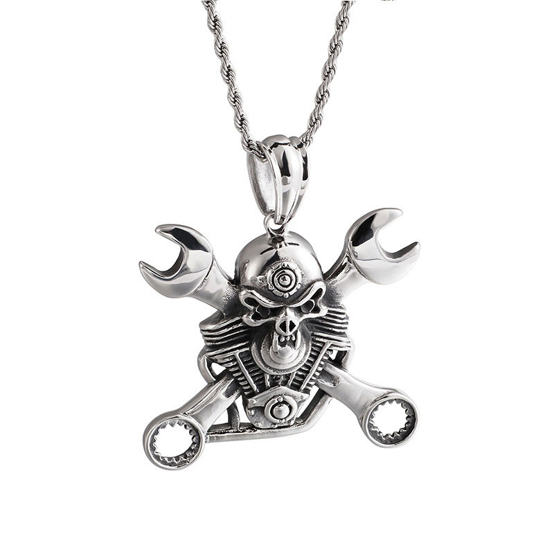Helloice Skull Wrench Titanium Steel Pendant