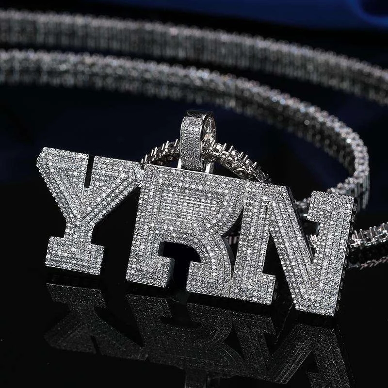 Helloice Iced YRN Pendant in White Gold