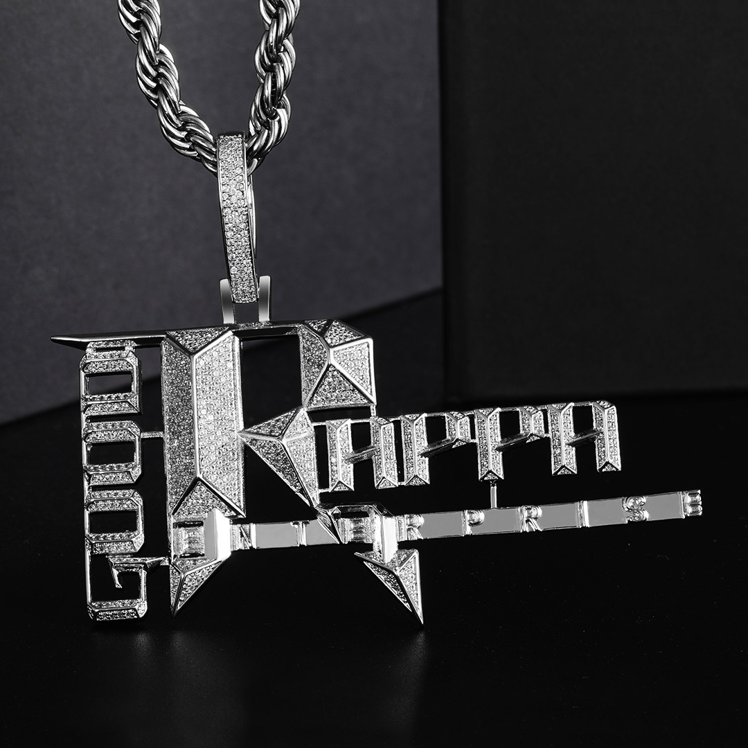 Helloice  Iced Popular Records Pendant in White Gold