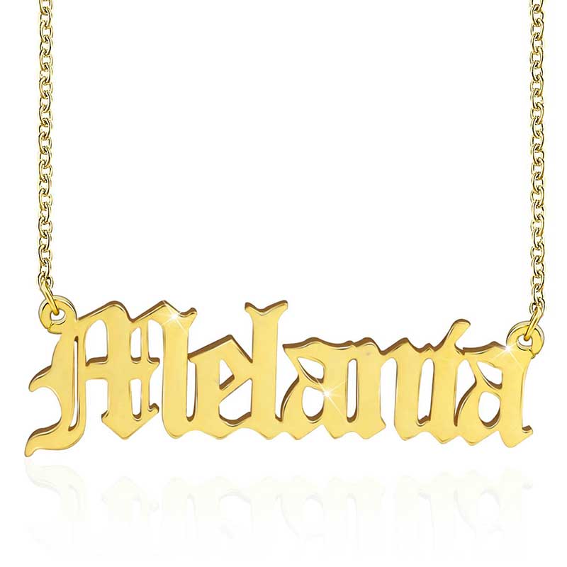 Helloice Personalized Old English Font Name Necklace