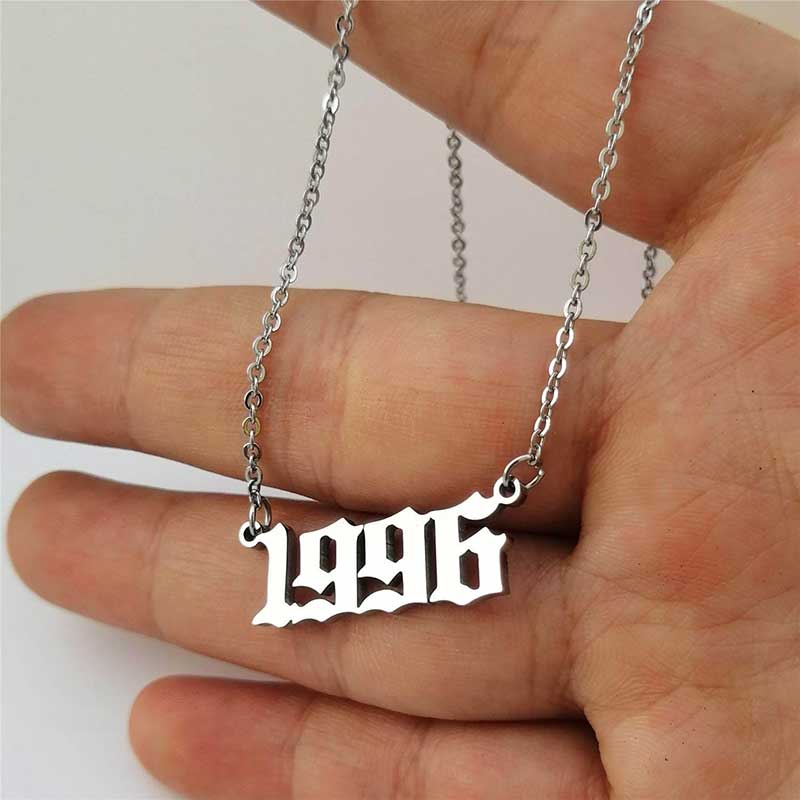 Helloice Personalized Birth Year Number Necklace