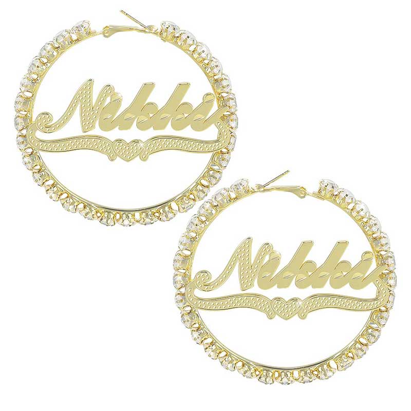 Helloice Personalized Iced Name Hoop Earrings