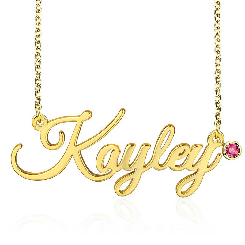Helloice Personalized Name Necklace with Birthstone