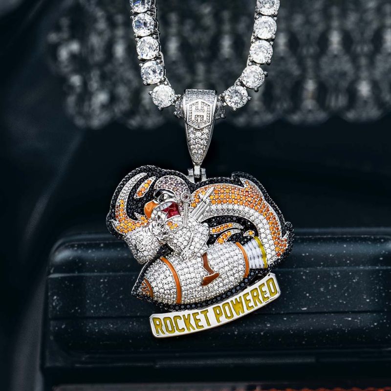 Helloice  Iced Rocket Powered Pendant in White Gold