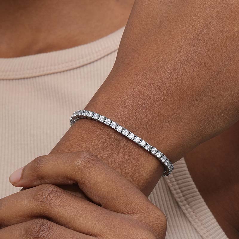Helloice 3mm 18K White Gold Finish Tennis Bracelet