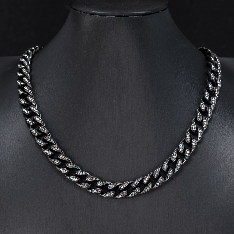 Helloice  Iced 10mm Teardrop Miami Cuban Chain in Black Gold