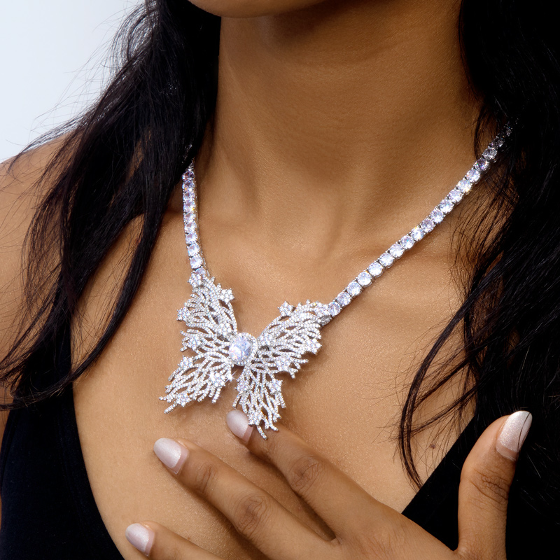 Helloice Iced Butterfly Pendant with 5mm Tennis Chain