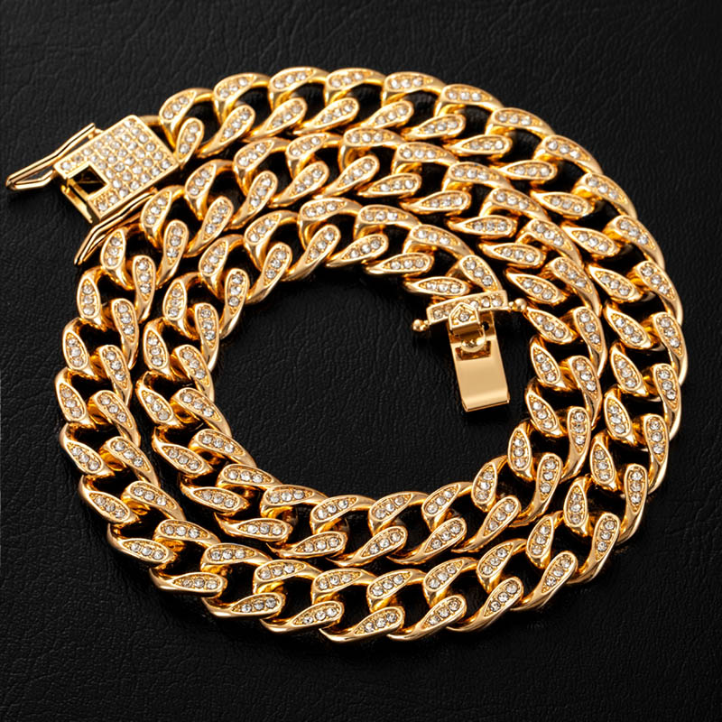 Helloice  Iced 10mm Teardrop Miami Cuban Chain in Gold