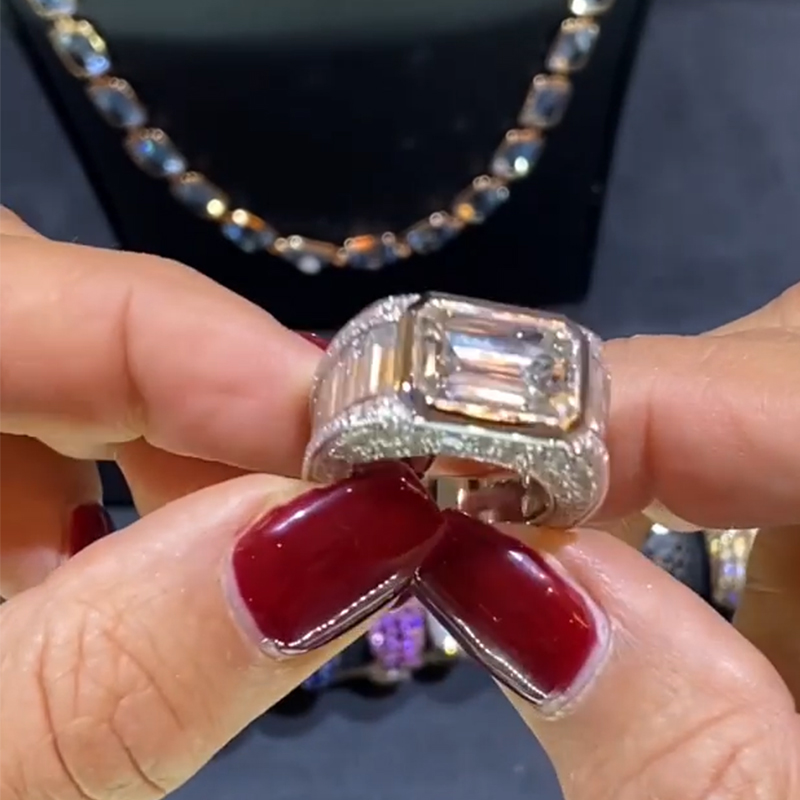 Helloice  Emerald Cut S925 Silver Stylish Ring