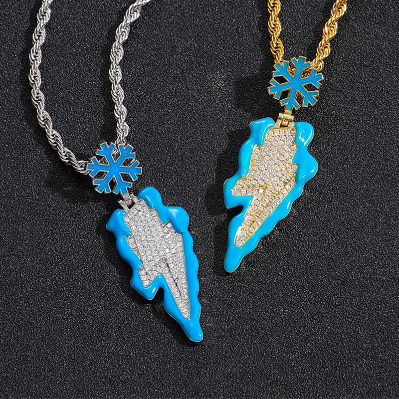 Helloice Glowing in the Dark Frozen Snowflake Lightning Bolt Pendant