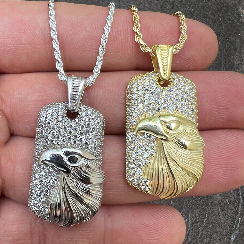 Helloice Iced American Bald Eagle Dog Tag Pendant