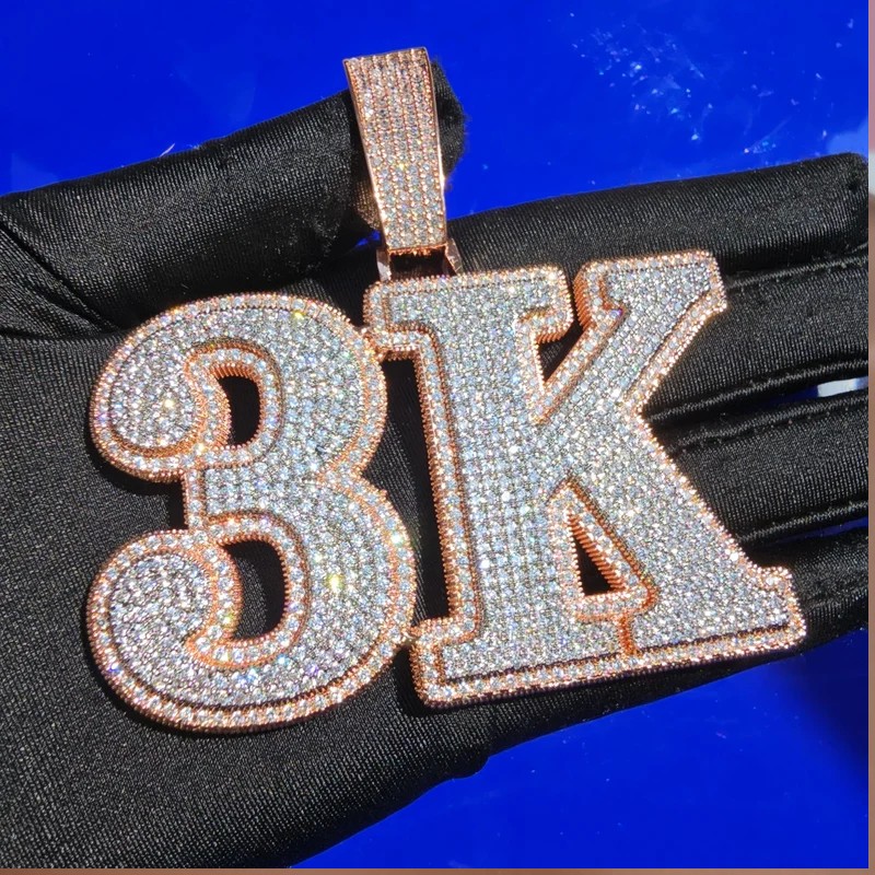 Helloice Custom Double Layer Bold Letters Name/Number Pendant